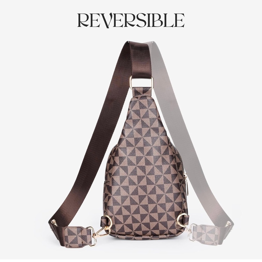 Geometric Pattern Brown Sling Bag - image 2